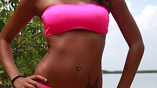 Hot Latina Teen Danica Oiled and Wet Nude on the Beach