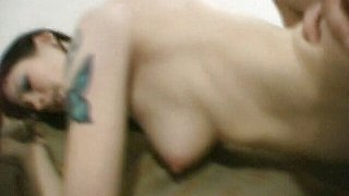 Emo chick Lovey Cravesit takes two sticky loads