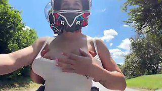 Homemade Public Flashing: Big Natural Tits Latina Stepmom Picks Me Up From School