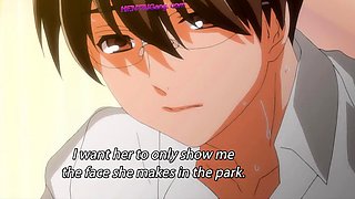 Public park anime slut drops panties for wet pussy play