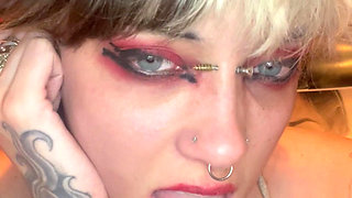 Goth Girl Glitterqueen1999 Stretches Her Button Nose with Ni