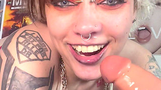 Goth with Long Tongue Spit Fetish Drooling