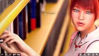 Rina Serizawa in a naughty Naruto scene doing homework in the library