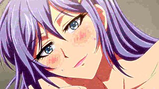 Hentai Busty Purple Hair Girl Seduces Boy for Wild Sex