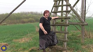German Big Mature Granny Playing Outside - MatureNL