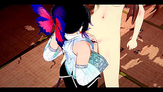 Demon Slayer Futanari - Shinobu X Nezuko Hardsex - Japanese Asian Manga Anime Game Porn