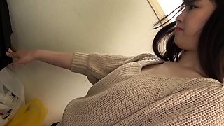 Busty japanese teen fingering on camera