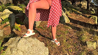 Girl Can't Hold Her Pee and Desperately Pissing Outdoor Compilation
