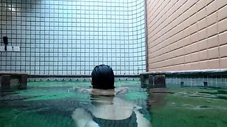 Hot Brunette's Naughty Motel Pool Solo Show