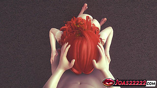 Red Head Ariella Oral Sex Blowjob and Cumshot - Sexy Anime Girl Sucks Cock in Honey Select 2 3D Animation Hentai