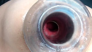 Ass gaping fetish ho toys her clit hard