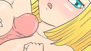 Android 18 Jerks off a Guy's Huge Cock with Her Tits and Fucks in the Ass and Pussy! Dragon Ball Hentai Cartoon Parody!