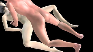 Animated 3D Porn - Asian Man Fucking Beautiful Girl in Missionary Pussy & Ass Creampie