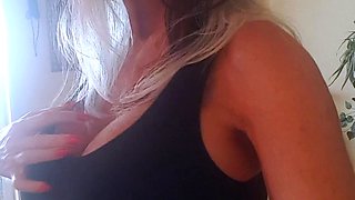 Cute blonde with big boobs solo