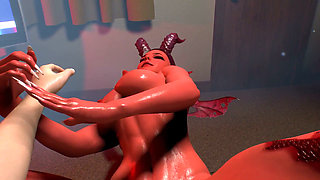 Shemale Dickgirl Fucks Demon Girl on a Stormy Night