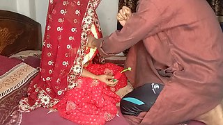 Newest Threesome Desi My Husband's Father First Night Fucked Doggystyle Best Newly Married Wife with Husband's Father