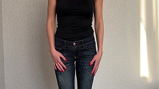 Pee in Jeans Standing up by Accident, Panty Wetting