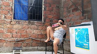 I film my neighbor exploring herself with her thumbs