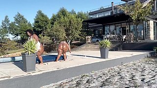 Black horny BBWs hot outdoor fun