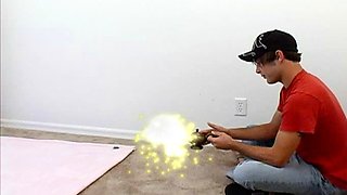 CFNM blondes tug their stud on their couch to