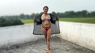 The beautiful new married sister-in-law started getting intimate with her brother-in-law on the terrace in doggy style