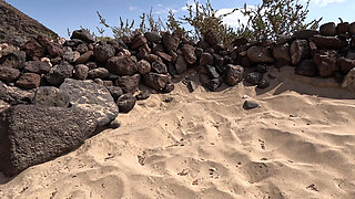 Can't Hold It and Pee Into the Sand on the Public Beach