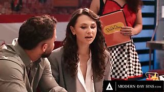 Liz Jordan Can't Wait to Suck Cock in Sneaky Diner Sex with Seth Gamble