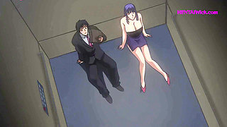 ''The Big Boss and the Perv Secretary'' Stucked Together in a Broken Elevator - Hentai Sex Anime, ENG Sub