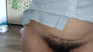 Amateur MILF Mirsur Naked Yoga with Hairy Pussy & Big Ass - Brunette Homemade Vibrator Fun