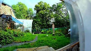 Outdoor solo scene with Sasha masturbating