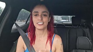 Uber Driver Catches Redhead Teen Masturbating in Car - Amateur POV Blowjob & Cumshot
