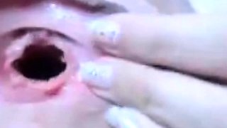 Rubbing my huge clit, my pussy gaping wide