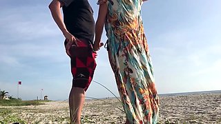 Cougar on the beach agrees to standing assfuck in front of everyone