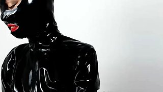Latex slut solo anal masturbation