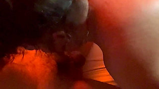 Swallowing His Load After Banging His Balls with Her Nipple Weights