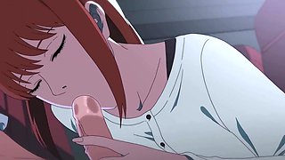 Chainsawman hentai - Makima has a hot sex with Denji in a movie theatre