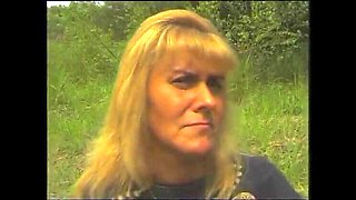 Hairy MILF Blonde Outdoor Casting - Bushy Mature Beauty Has Fun
