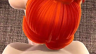 Redhead Blowjob Sitting on Chair Facial 3D POV Animation
