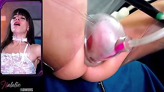 NatalieFlowers Monster Pussy Pumped & Destroyed By Sex Machine - Amateur Squirting Orgasm