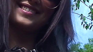 Sexy Brunette Teen Kattye Flashing Boobs and Pussy at the Park