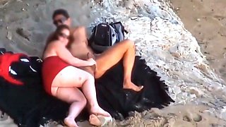 Chubby Niece devours cock on the beach