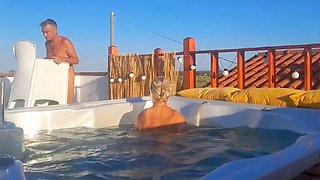 Amateur Blonde Mature Wife Enjoys Naked Pleasure in Whirlpool