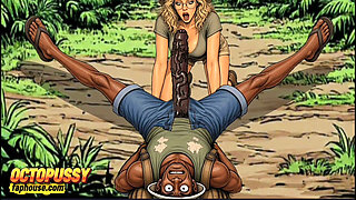 Extreme Blowjob and Fucking in the Jungle, White Wife and BBC
