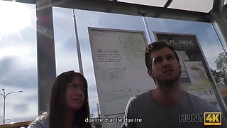 Hunt4k. Angella Christin from bus station comes to service