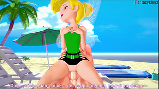 tinkerbell deepthroat on the beach