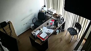 Slutty secretary sucks cock and gets fucked on hidden camera