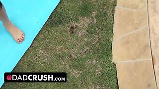 Stepdad Moves My Panties and Fingers My Pussy by the Pool - Zoey Laine