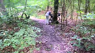 DUMB BLACK-HAIRED MONEYLESS HER BIKE IN THE FOREST & PAID WITH HER TWAT FOR THE REPAIR! FROM THE REAR SMASH WITH DIRTY FACIAL CUMSHOT AND DEEP GUZZLE!