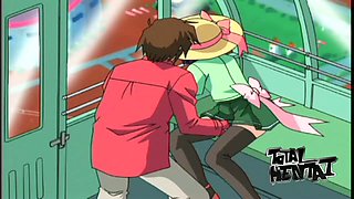 Dude fingers charming big eyed hentai girl's pussy in the Ferris wheel