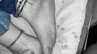 Cum on her feet